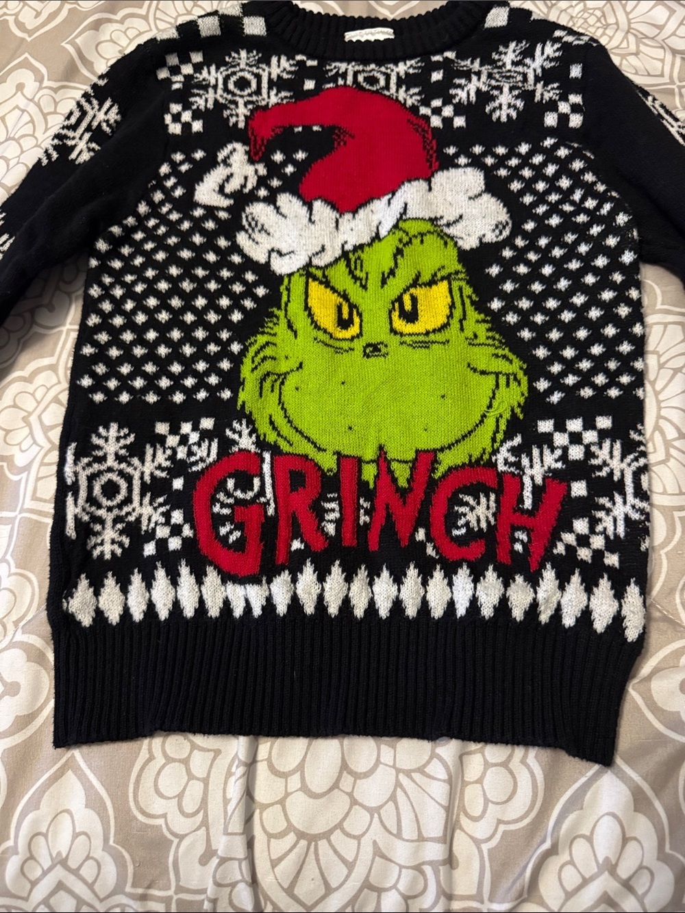 Grinch Kids Crewneck Holiday Sweater Size Small - Picture 5 of 6